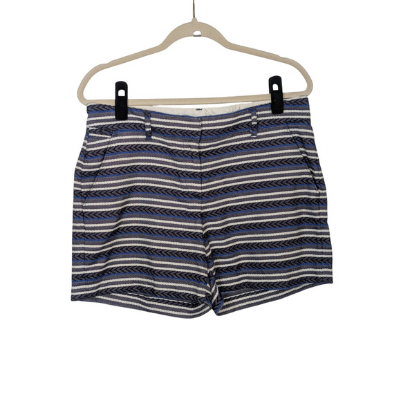 Lands' End Women's Size 6 Blue & White Textured Striped Chino Shorts 5" Inseam - Picture 1 of 6
